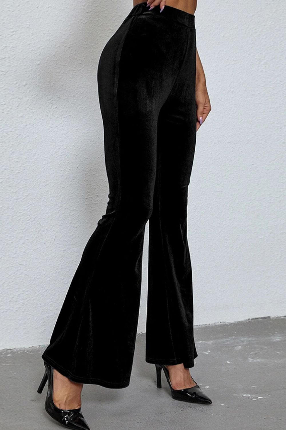 Snake Charmer High Waist Stretch Pants in Vibrant Black Faux Leather