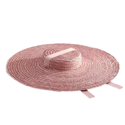 Summer Sun Oceanside Wide Brim Boater Hat  with Ribbon Chin Tie in 6 Colors