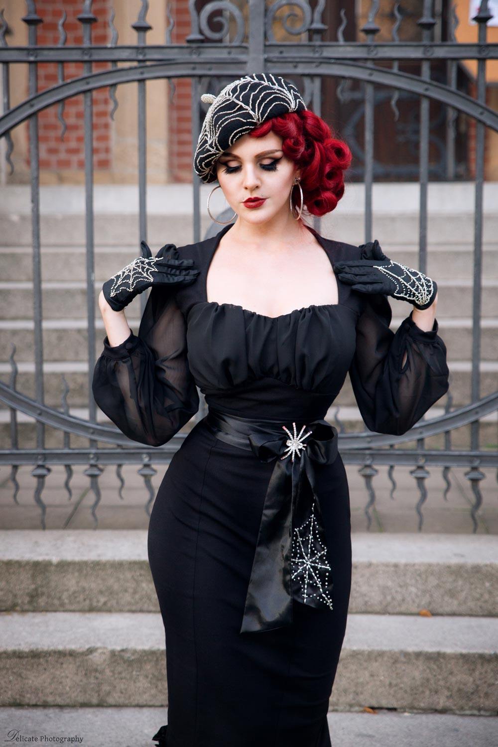 Aziza Dress in Black Ponte by Elvira Mistress of the Dark