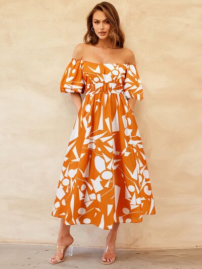 Peggy Printed Off-Shoulder Balloon Sleeve Dress | 4 Colors