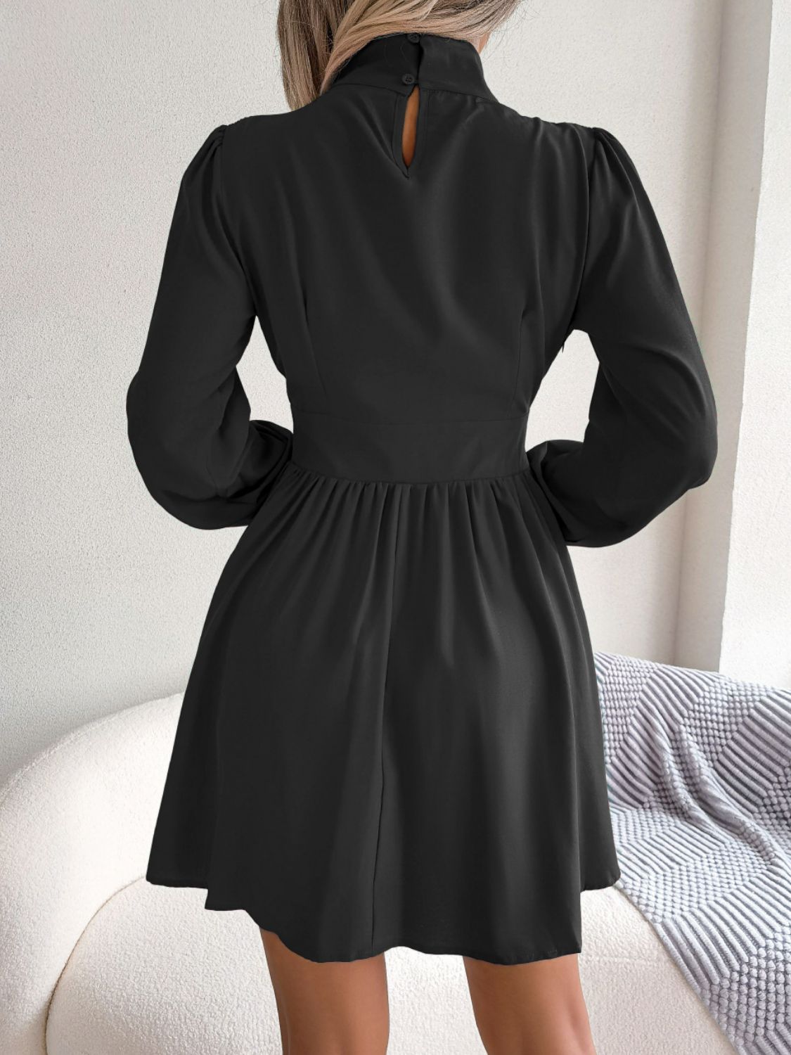 Jennifer Cutout Turtleneck A-Line Mini Dress | 3 Colors | Pinup Girl Clothing White / L Jennifer Cutout Turtleneck A-Line Mini Dress | 3 Colors | Pinup Girl Clothing White / L