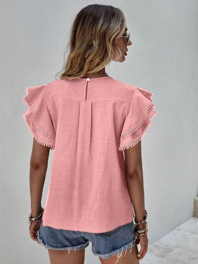 Freya Ruffled Cap Sleeve Round Neck Blouse | 4 Colors