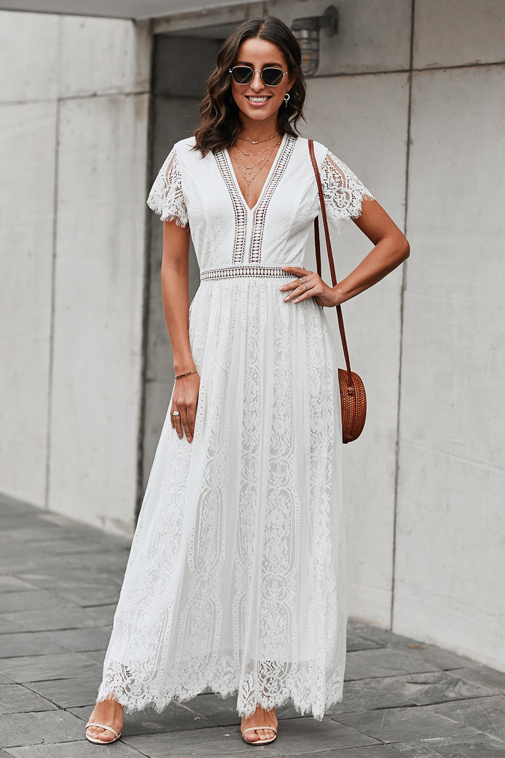 Elegant Airs Lace Dress - White / S Elegant Airs Lace Dress - White / S