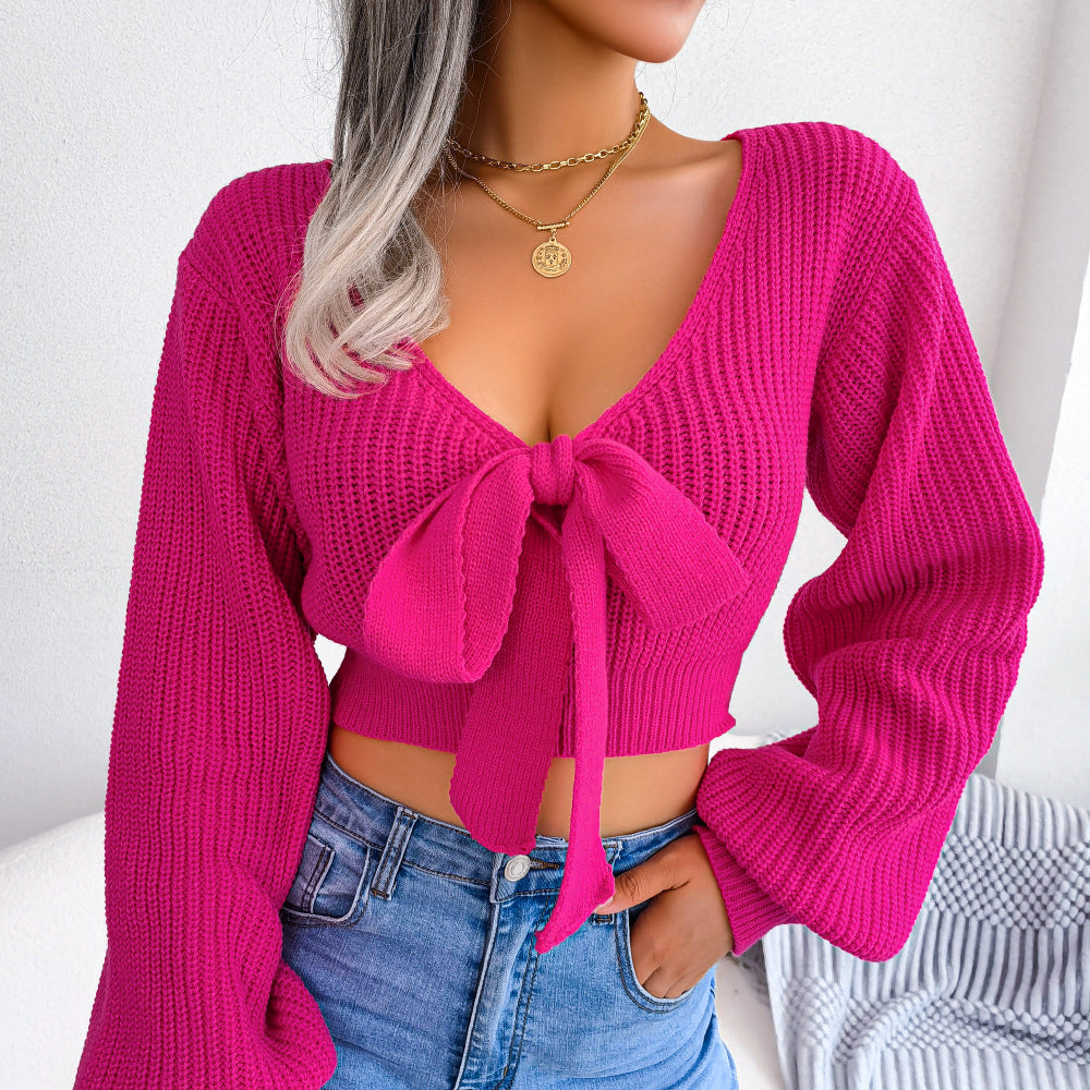 Bow Bunny Cropped Sweater in Pink, Green, or White