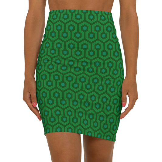 Roxy Green Graphic Hexagon 90's Vintage Stretch Fitted Mini Skirt | Pinup Couture