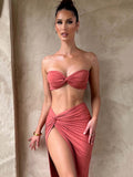 Maneater Two-Piece Twist Tube Top & Wrap Skirt Set | 3 Colors | Mozision