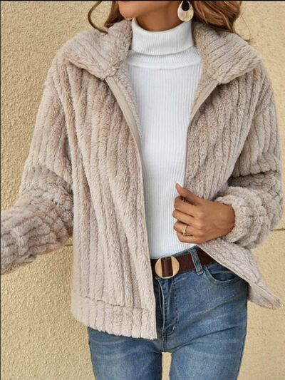 Brianna Plush Zip Up Long Sleeve Jacket | 5 Colors