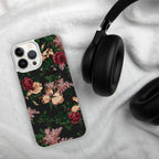 Dark Vintage Bella Roses Print iPhone Case