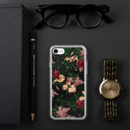 Dark Vintage Bella Roses Print iPhone Case