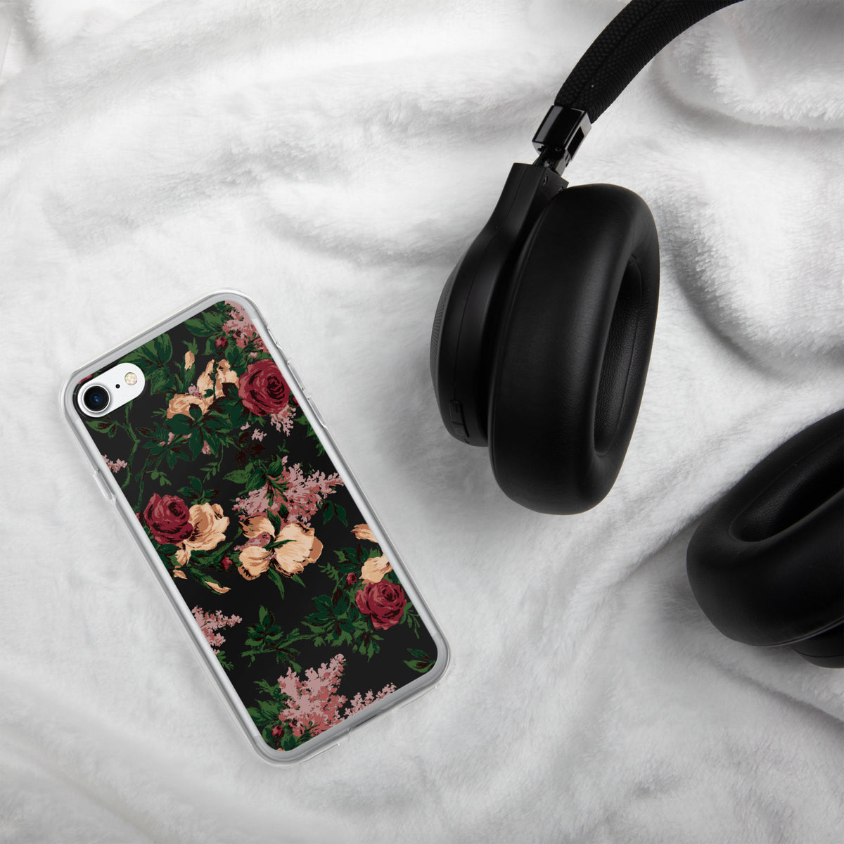 Dark Vintage Bella Roses Print iPhone Case