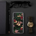 Dark Vintage Bella Roses Print iPhone Case