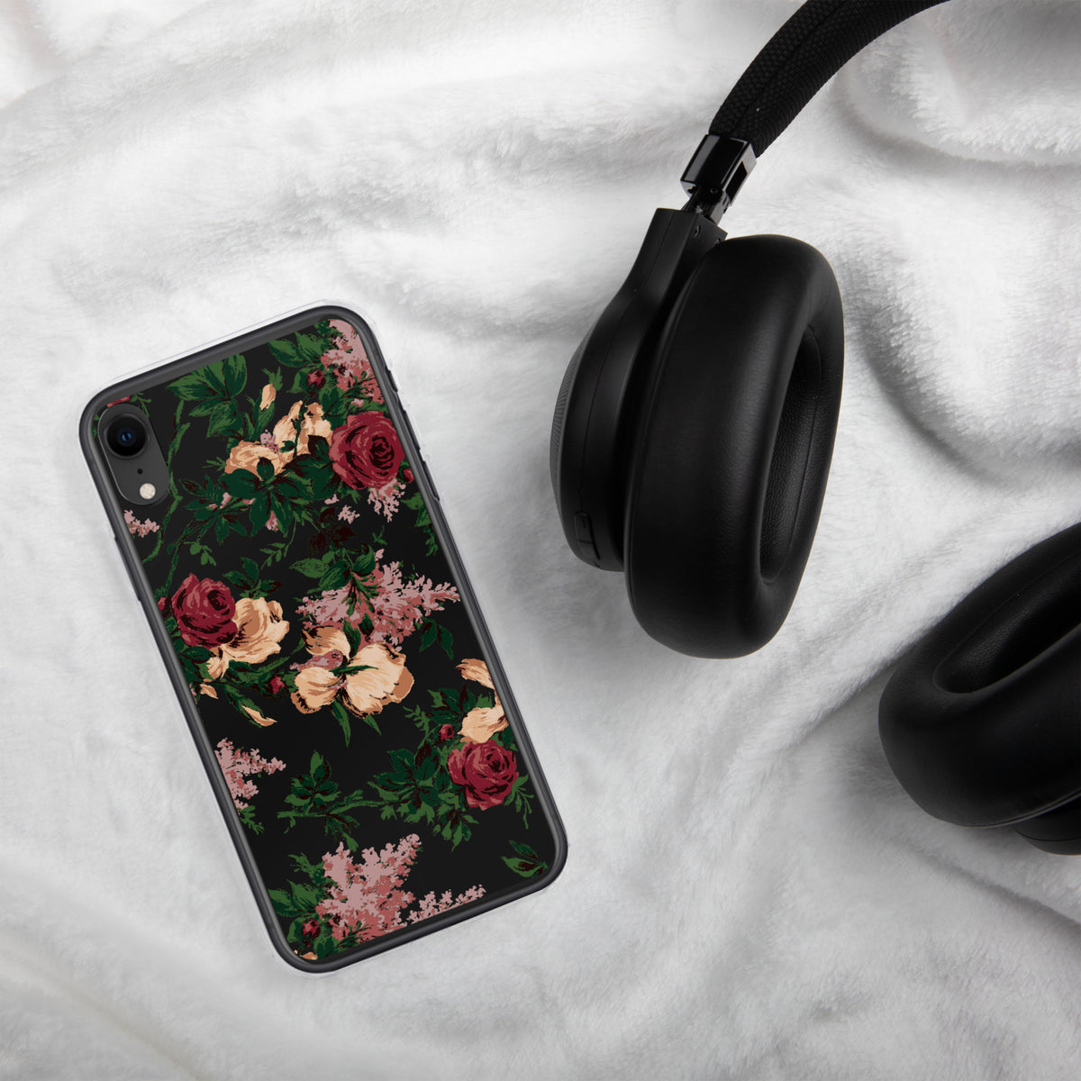 Dark Vintage Bella Roses Print iPhone Case