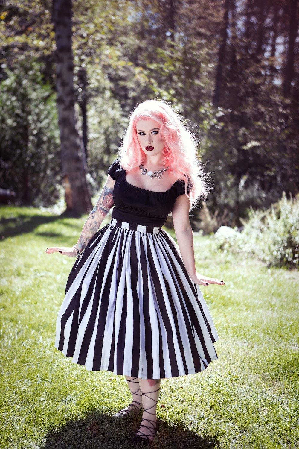 Downtown Girl Aesthetic Print Skirt, S / Black/White