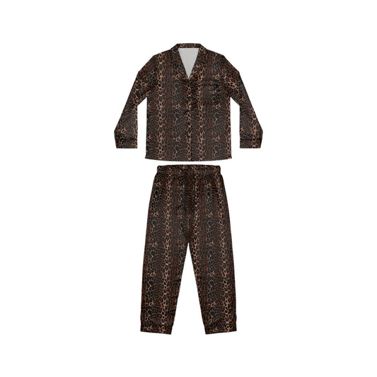 Pajama Game in OG Leopard Satin 2 Piece Button Up PJ Set | Pinup Couture Relaxed