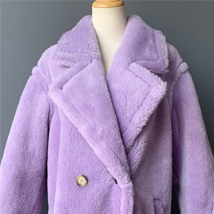 Genuine Wool Vintage Style Teddy Bear Fur Borgana Winter Coat