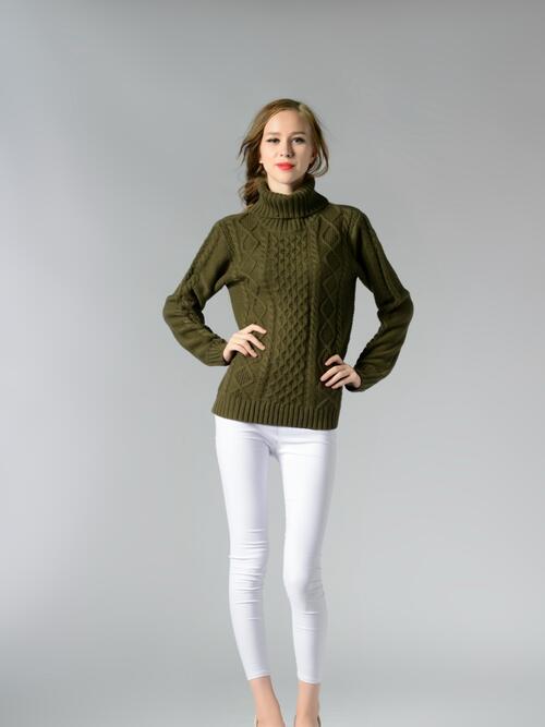 Turin Braided Turtleneck Long Sleeve Sweater | 4 Colors