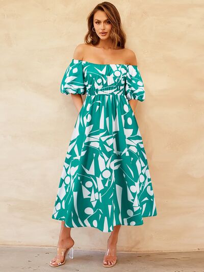 Peggy Printed Off-Shoulder Balloon Sleeve Dress | 4 Colors