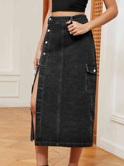 Route 66 Button Denim Skirt | 2 colors