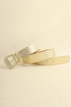 All The Rock Stars 70s Glam PU Leather Glitter Belt in Black, Gold, and Silver