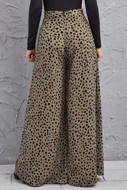 Dottie Animal Print High-Rise 40's Palazzo Pants in Olive or Mauve