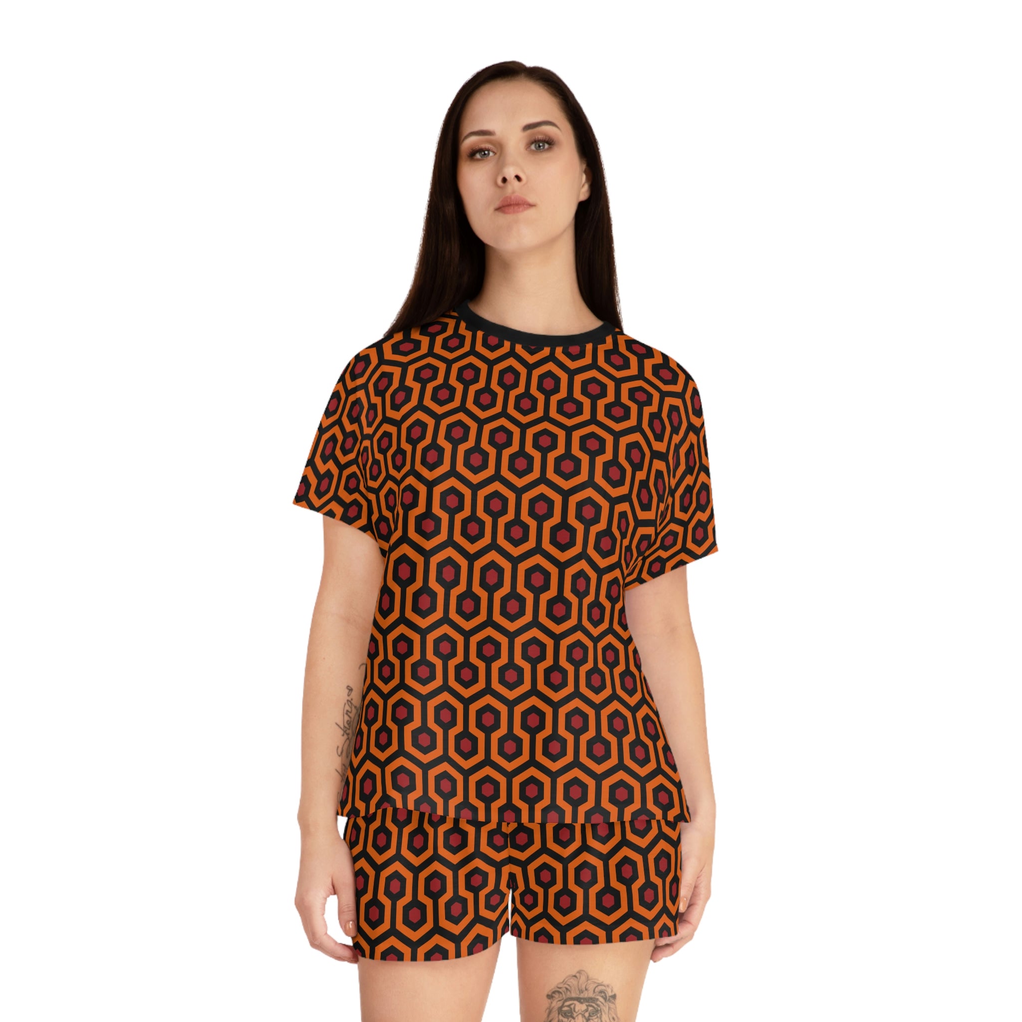 TGIF Sleepover PJs in Hotel Hexagon Tee & Pajama Shorts-Set
