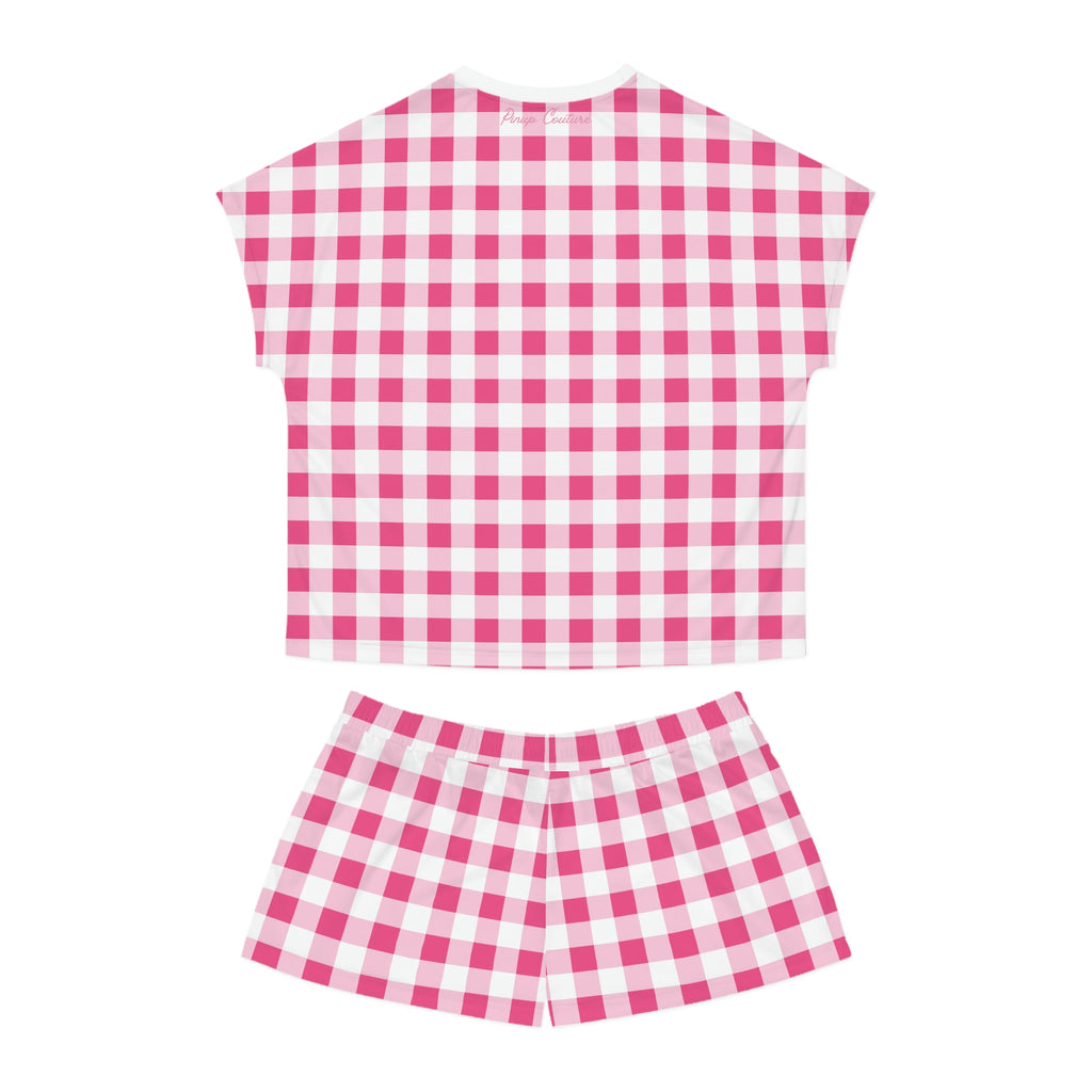 TGIF Sleepover PJs in Everything Nice Pink Gingham Tee & Pajama Shorts-Set