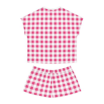 TGIF Sleepover PJs in Everything Nice Pink Gingham Tee & Pajama Shorts-Set | Pinup Couture Relaxed