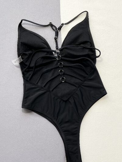 Bette Gotham Cutout Strap One-Piece Swimwear in Black