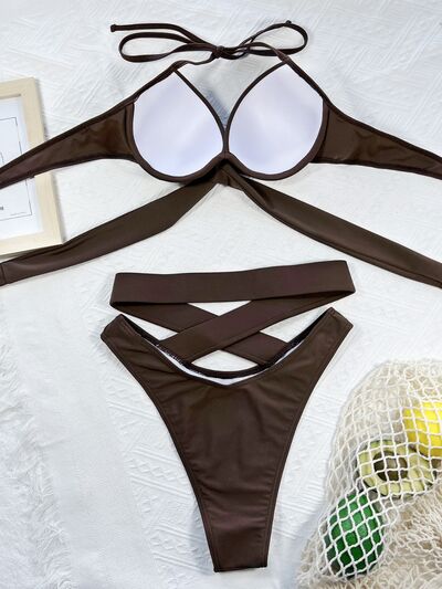 Azadeh Cross Halter Neck Bikini Set | 5 Colors