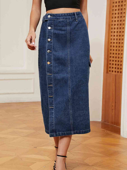 Route 66 Button Denim Skirt | 2 colors