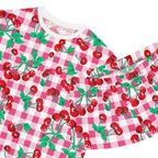 TGIF Sleepover PJs in Pink & White Gingham Cherry Girl Tee & Pajama Shorts-Set