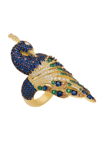 Peacock Cocktail Ring Gold | Latelita