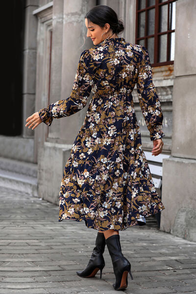 Gretel Floral Long Dress with Flounce Sleeve