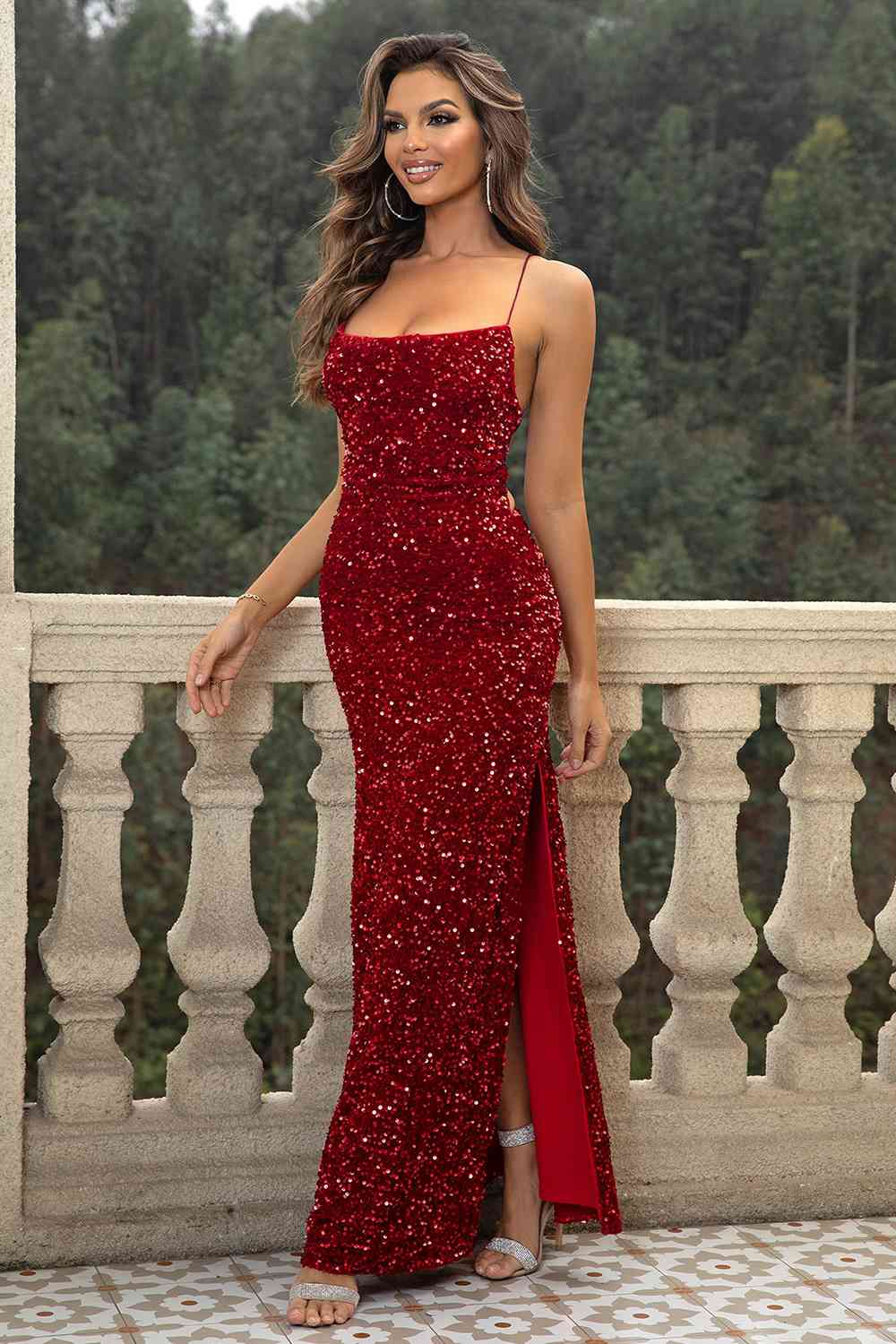 Riley Sequin Backless Split Maxi Dress | 4 Colors