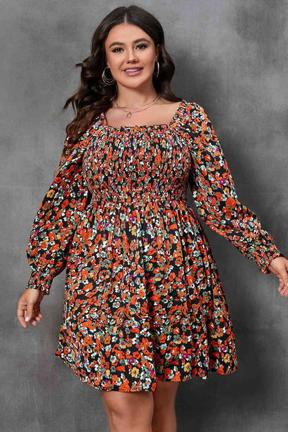 Rebel 60's Plus Size Floral Mini Dress in Multicolor