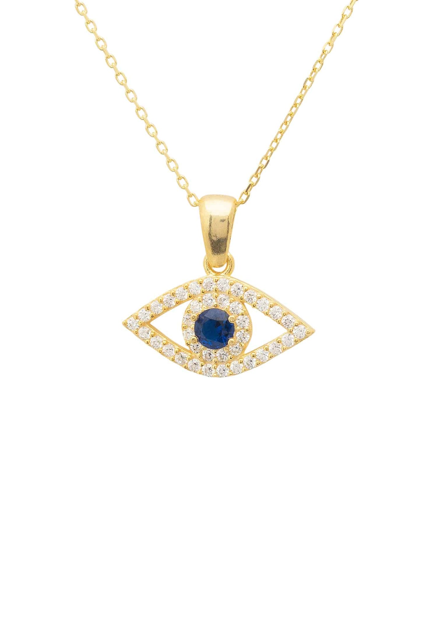 Evil Eye Elliptical Necklace Blue Gold | Latelita
