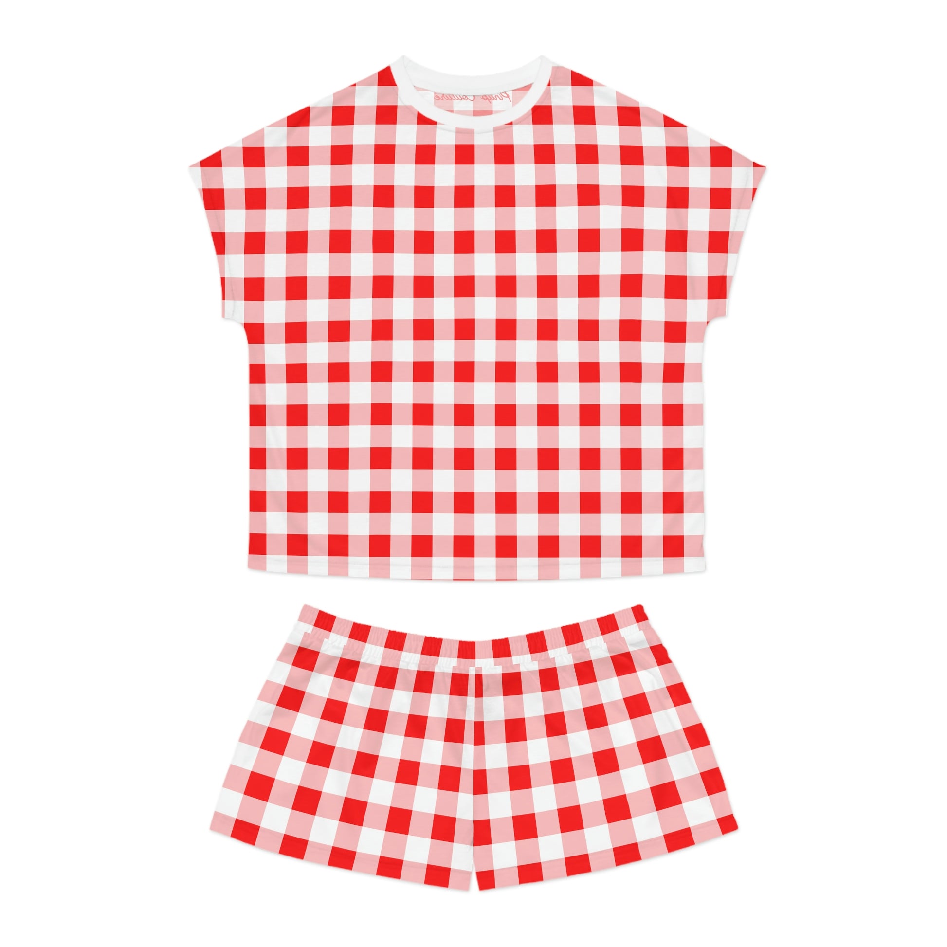 TGIF Sleepover PJs in Ruby Red Gingham Tee Pajama Shorts-Set