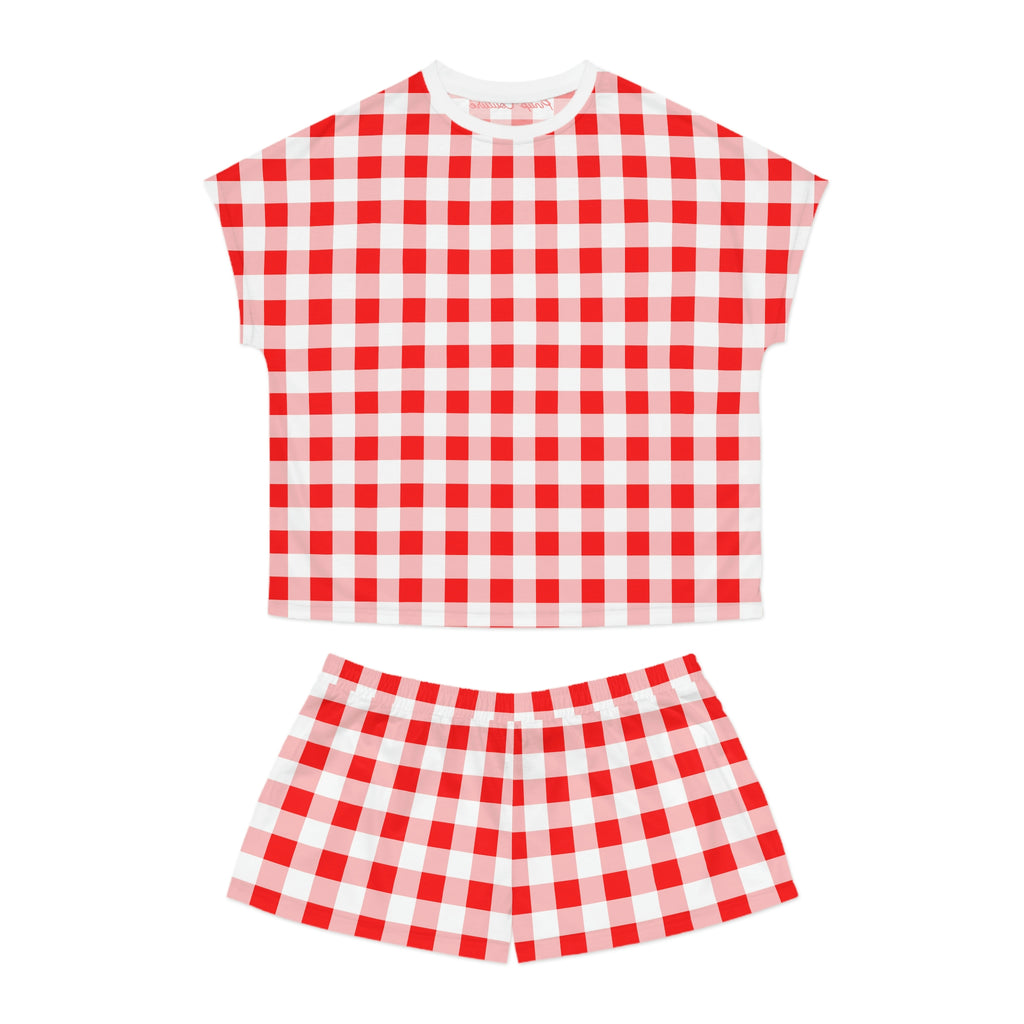 TGIF Sleepover PJs in Ruby Red Gingham Tee & Pajama Shorts-Set