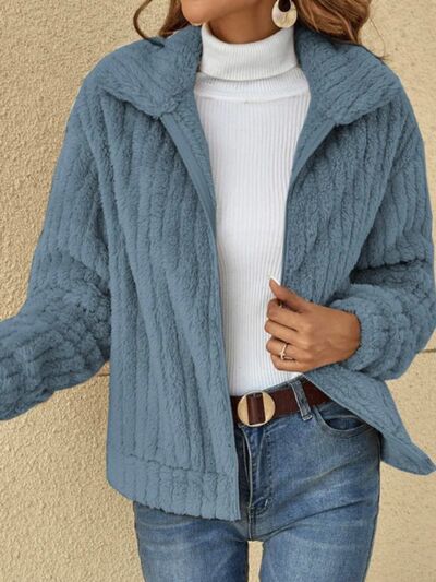 Brianna Plush Zip Up Long Sleeve Jacket | 5 Colors