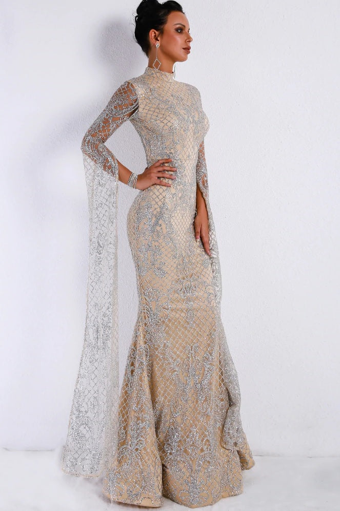 High neck store evening gown