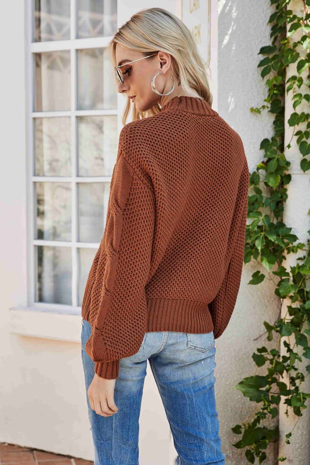 Twist and Knit Oversized Sweater in Pink, Green, or Brown