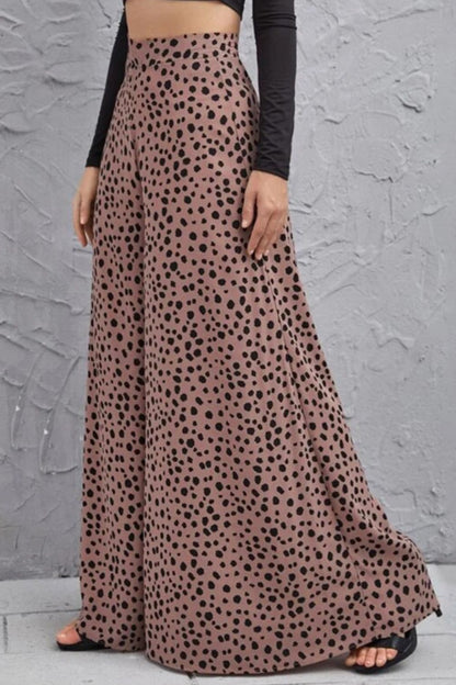 Dottie Animal Print High-Rise 40's Palazzo Pants in Olive or Mauve