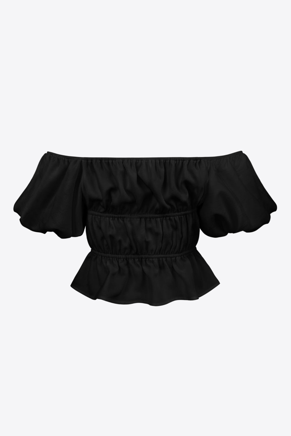 Appolonia Vintage Peasant Square Puff Sleeve Cropped Blouse | Black, White, Hot Pink, or Tan