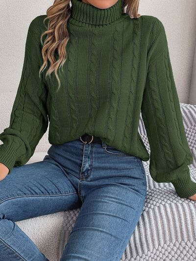 Camilla Teatime Turtleneck Cable Knit Long Sleeve Sweater | 3 Colors | Poundton