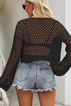 Octavia Openwork Round Neck Dropped Shoulder Knit Top | 5 Colors