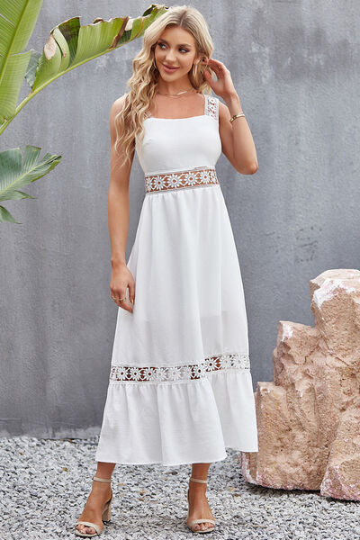 Felicity Flower Crochet Wide Strap Midi Dress | 2 Colors