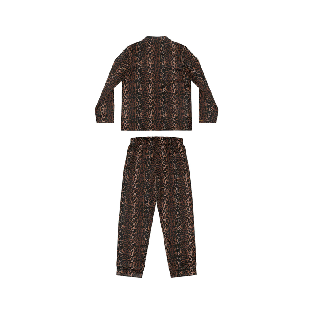 Pajama Game in OG Leopard Satin 2 Piece Button Up PJ Set