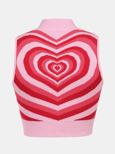 Lucky Heart Graphic Mock Neck Sweater Vest | 3 Colors | Poundton