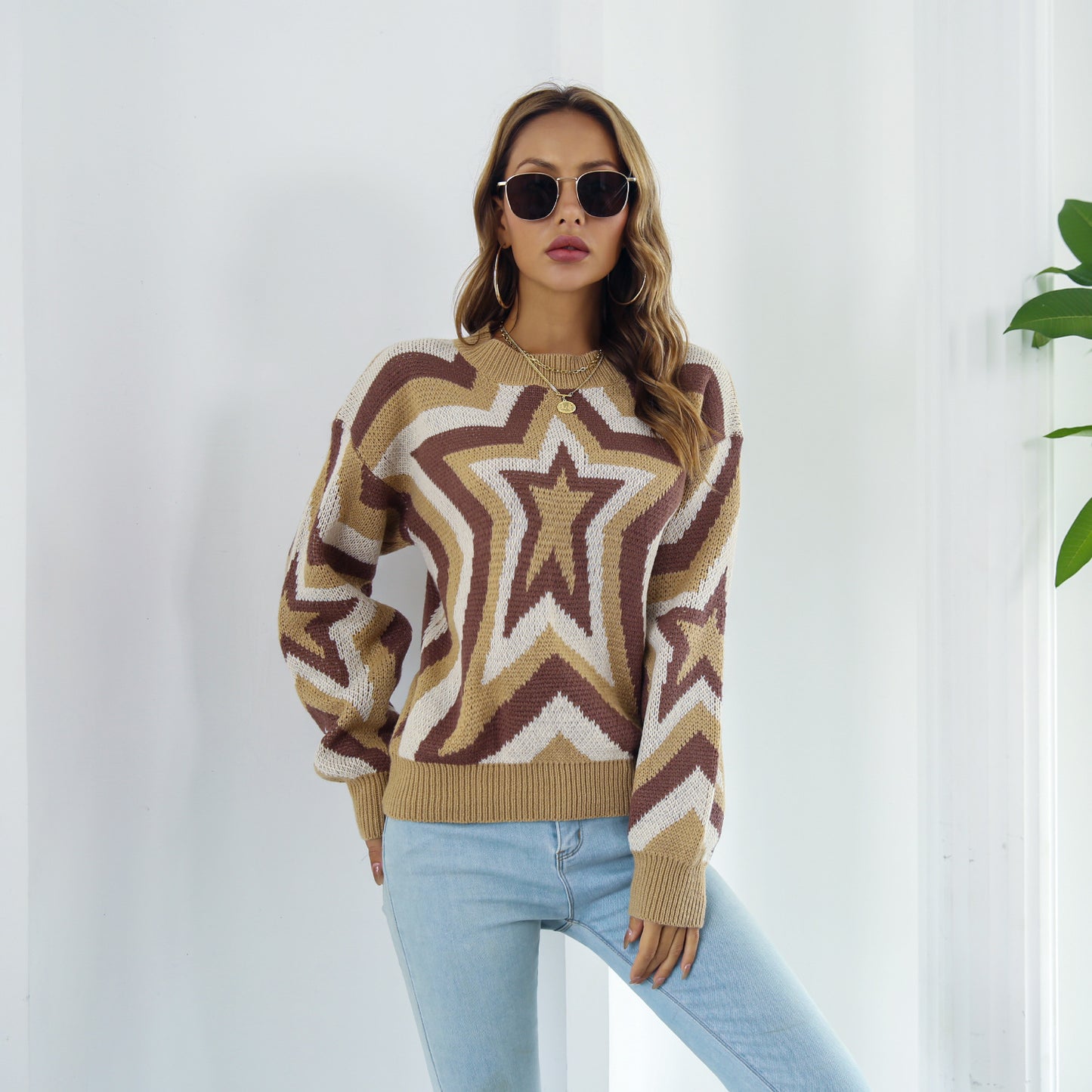 Psychic Star Layered Knit Sweater in Blue or Orange