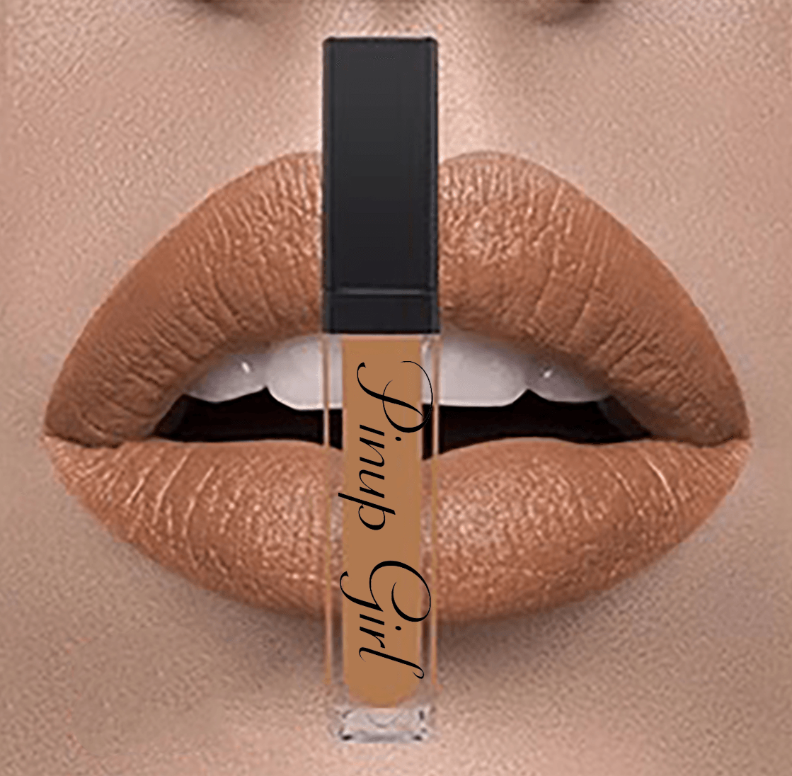 Pictured is a swatch of the Pinup Girl Clothing no smudge liquid matte lipstick in Courtier Whisper Nude